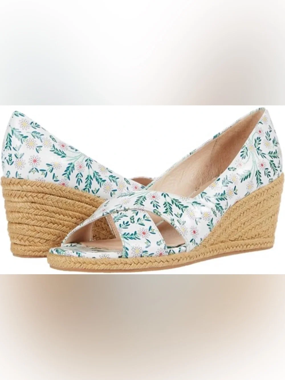Jack Rogers Criss Cross Floral Wedge Sandals - Women's Espadrille size 8 NWT